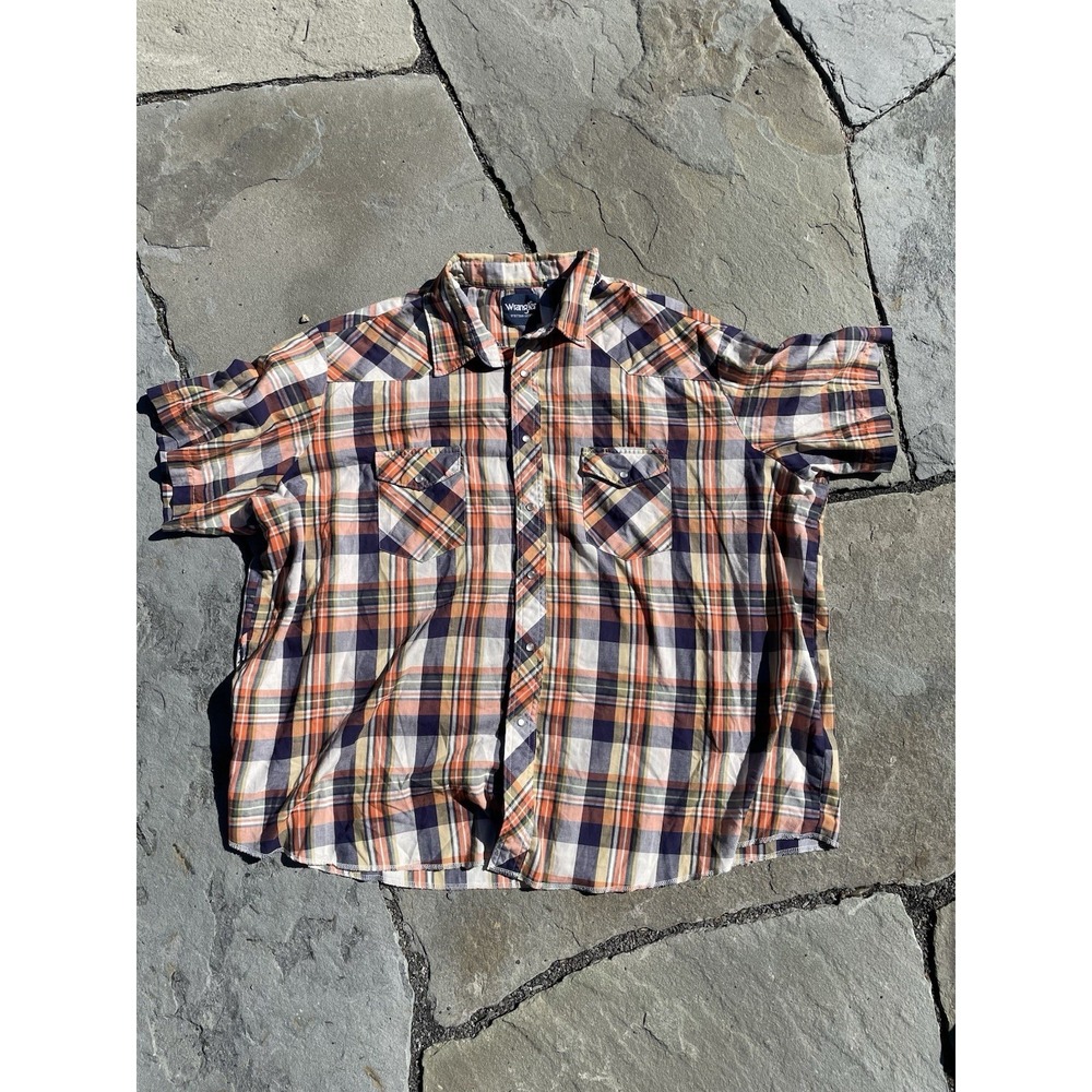 Wrangler Men's‎ Pearl Snap Western Button Up Shirt 3X Plaid Short Sleeve